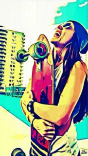 Pop Art Skater Girl Urban Style Mobile Wallpaper High Definition