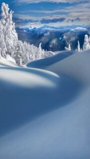 Breathtaking Snowy Mountain Landscape with Frosted Forest Wallpaper for Mobile