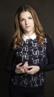 Elegant Portrait of Anna Kendrick in a Sophisticated Lace Top High Resolution Mobile Wallpaper