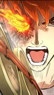 Intense Anime Character with Flaming Eye Power Wallpaper for Mobile