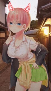 Cute Anime Girl with Pink Hair and Neon Horns Aesthetic Wallpaper for Mobile