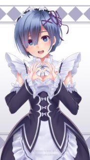 Cute Rem from Re Zero Making a Heart Shape Anime Maid Wallpaper