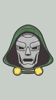 Minimalist Doctor Doom Marvel Character Vector Illustration Phone Wallpaper