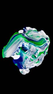 Abstract Liquid Paint Swirl Wallpaper with Green Blue and White Colors