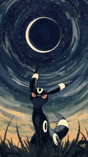 Umbreon Moonlight Night Aesthetic Phone Wallpaper