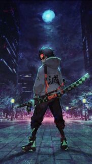 Tanjiro Kamado Modern Streetwear Cyberpunk Anime Wallpaper for Mobile
