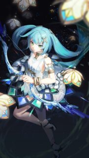 Stunning Anime Archer Girl with Teal Hair and Ethereal Stained Glass Bow Wallpaper
