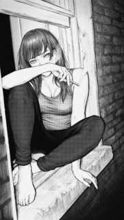 Anime Girl Smoking at Window Monochrome Manga Style Wallpaper