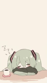 Cute Sleeping Hatsune Miku Aesthetic Mobile Wallpaper for Anime Fans