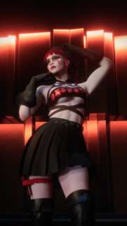 Stunning Cyber-Goth Girl Wallpaper in Red and Black Aesthetic for Mobile