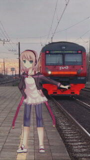 Anime Girl Waiting at Train Station Wallpaper for Mobile