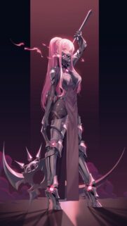 Stunning Pink Hair Cybernetic Warrior Anime Girl Wallpaper for Mobile
