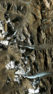 Breathtaking Satellite View of Rugged Himalayan Mountain Glaciers Wallpaper