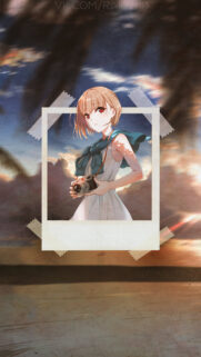 Anime Girl with Camera Polaroid Aesthetic Mobile Wallpaper HD