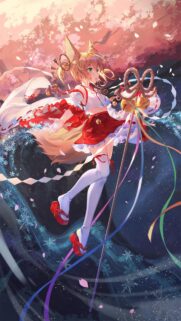 Beautiful Anime Fox Girl With Traditional Bells Wallpaper for Mobile
