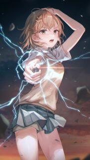 Misaka Mikoto Railgun Anime Girl With Electric Powers Mobile Wallpaper