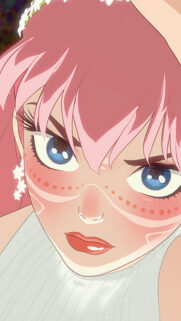 Stunning Anime Girl Bell Portrait Wallpaper with Pink Hair and Floral Accents