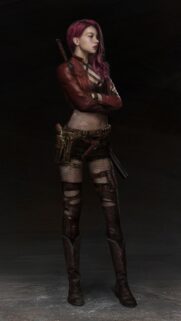 Stunning Cyberpunk Warrior Woman with Pink Hair and Katana Wallpaper
