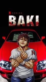 Baki Hanma Anime Wallpaper with Red Sports Car – High Quality Mobile Background