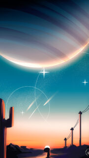 Minimalist Cosmic Desert Sunset Aesthetic Phone Wallpaper