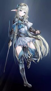 Stunning Anime Elf Warrior Girl with Long Silver Hair Wallpaper for Mobile