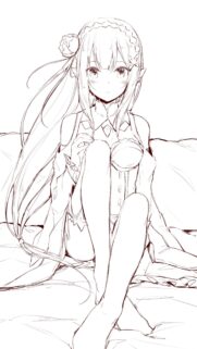 Minimalist Anime Girl Line Art Wallpaper – Elegant Aesthetic Sketch