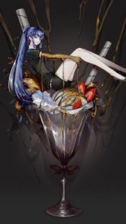 Anime Girl Sitting in a Chocolate Strawberry Sundae Aesthetic Mobile Wallpaper