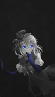 Anime Girl in Victorian Gothic Dress with Vibrant Blue Eyes Phone Wallpaper