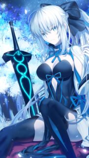 Morgan le Fay Fate Grand Order Blue Glowing Sword Anime Girl Wallpaper