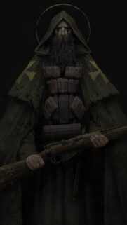 Dark Fantasy Knight Monk with Rifle High Resolution Mobile Wallpaper