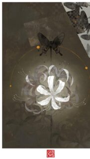 Elegant Black Butterfly and White Spider Lily Aesthetic Wallpaper