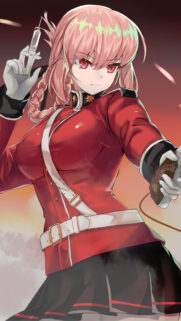 Anime Girl in Military Uniform with Syringe HD Mobile Wallpaper