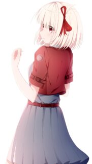 Cute Anime Girl with White Hair and Red Ribbon 4K Mobile Wallpaper