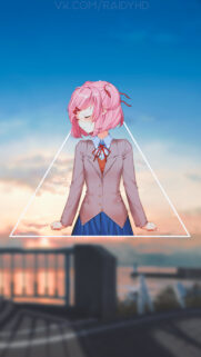 Sad Natsuki Doki Doki Literature Club Aesthetic Triangle Wallpaper