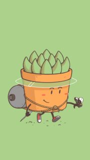 Cute Cartoon Succulent Warrior Character Mobile Wallpaper