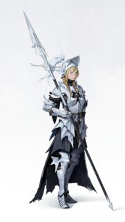 Stunning Anime Knight Girl with Silver Armor and Spear Mobile Wallpaper