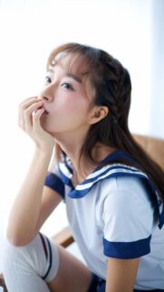 Beautiful Young Asian Woman in School Uniform Mobile Wallpaper