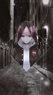 Aesthetic Anime Girl in Hooded Jacket Diamond Frame Wallpaper