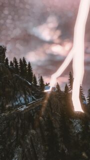 Epic Fantasy Mountain Landscape with Lightning Strike Mobile Wallpaper