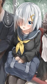 Cute Anime Girl on Train with Silver Hair Aesthetic Wallpaper