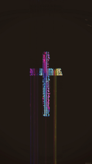 Glitch Aesthetic Cross Neon Typography Mobile Wallpaper High Resolution