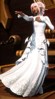 Elegant Au Ra Bride in White Gown Final Fantasy XIV Wallpaper