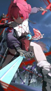 Stunning Anime Warrior Girl with Dual Blades Mobile Wallpaper High Definition