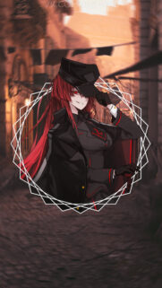 Anime Girl in Military Uniform with Red Hair Aesthetic Mobile Wallpaper