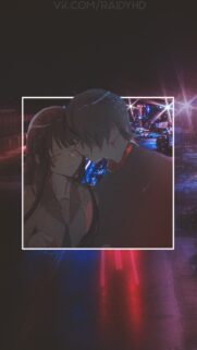 Romantic Anime Couple Night City Aesthetic Wallpaper for Mobile