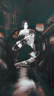 Sasuke Uchiha Cyberpunk Aesthetic Mobile Wallpaper for Anime Fans