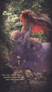 Zero Two Wedding Dress Anime Wallpaper with Inspirational Quote Aesthetic