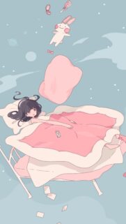 Anime Girl Floating in Space Bedroom Aesthetic Mobile Wallpaper