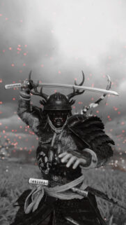 Epic Samurai Warrior with Katana and Demon Mask Mobile Wallpaper