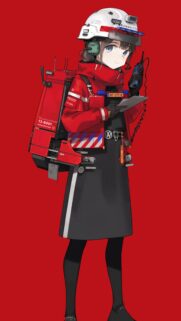 Anime Firefighter Girl with Tactical Gear Wallpaper for Mobile